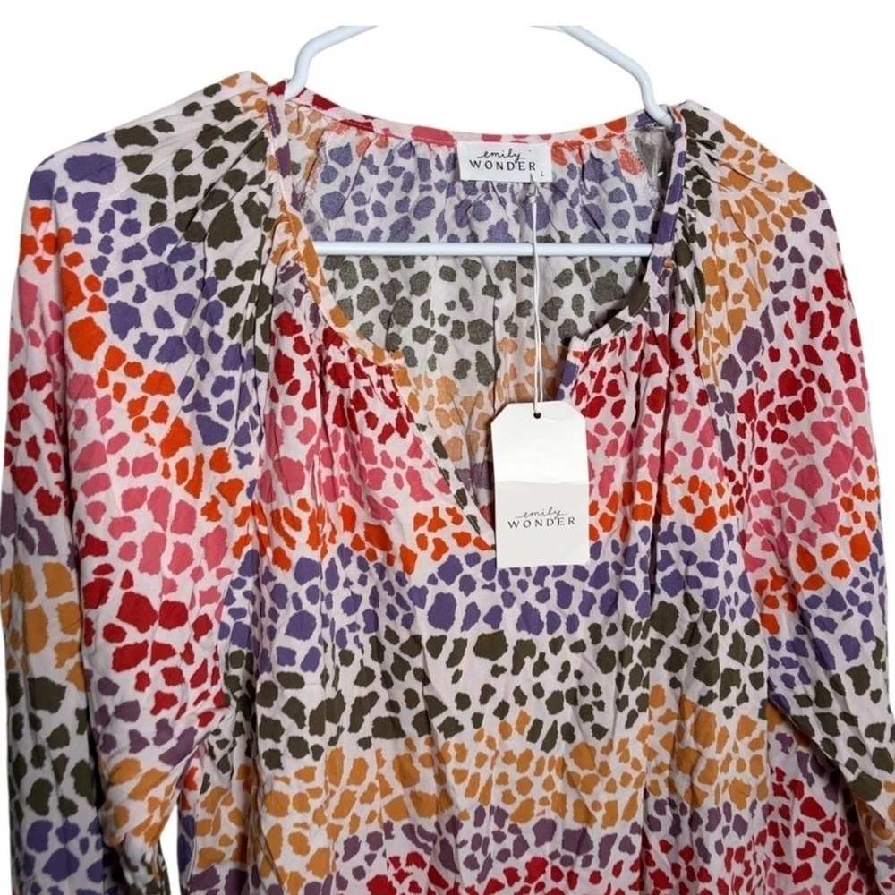 Colorful Plus Size Women's Blouse by Emily Wonder in Multicolor Print